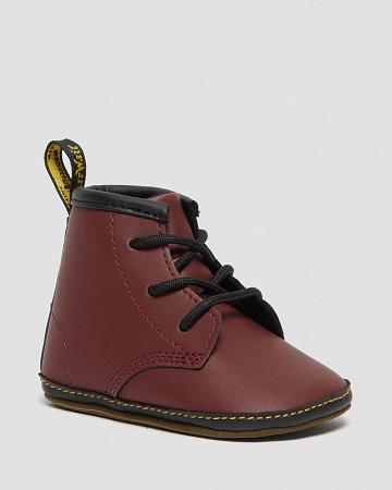 Dr Martens Newborn 1460 Auburn Læder Booties Fritidsstøvler Børn Lyserød Rød | DK 660EBC